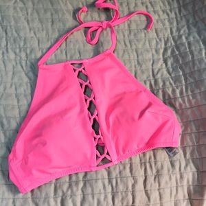 PINK halter bathing suit top